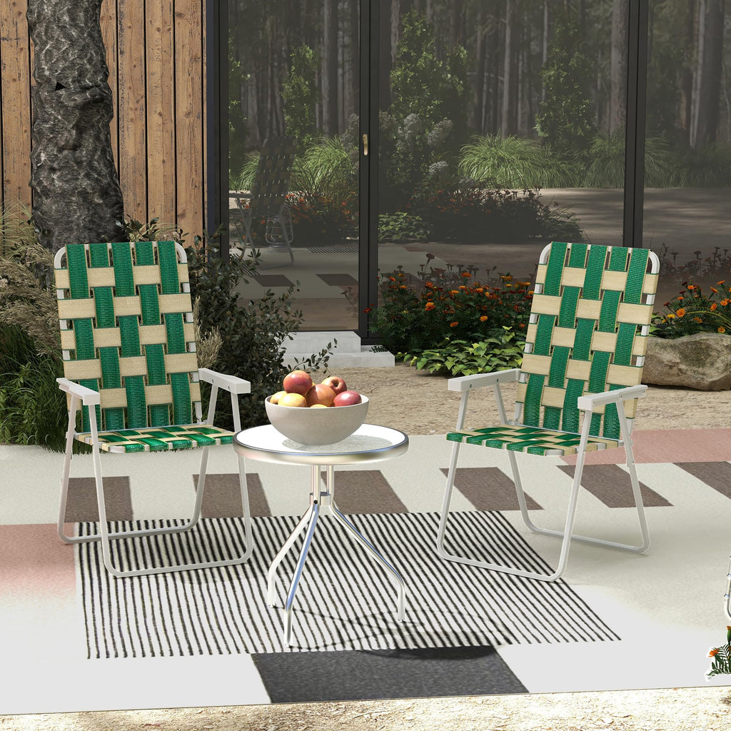 Set of 2 Oversized Folding Webbed Lawn Chairs with Armrests S176199