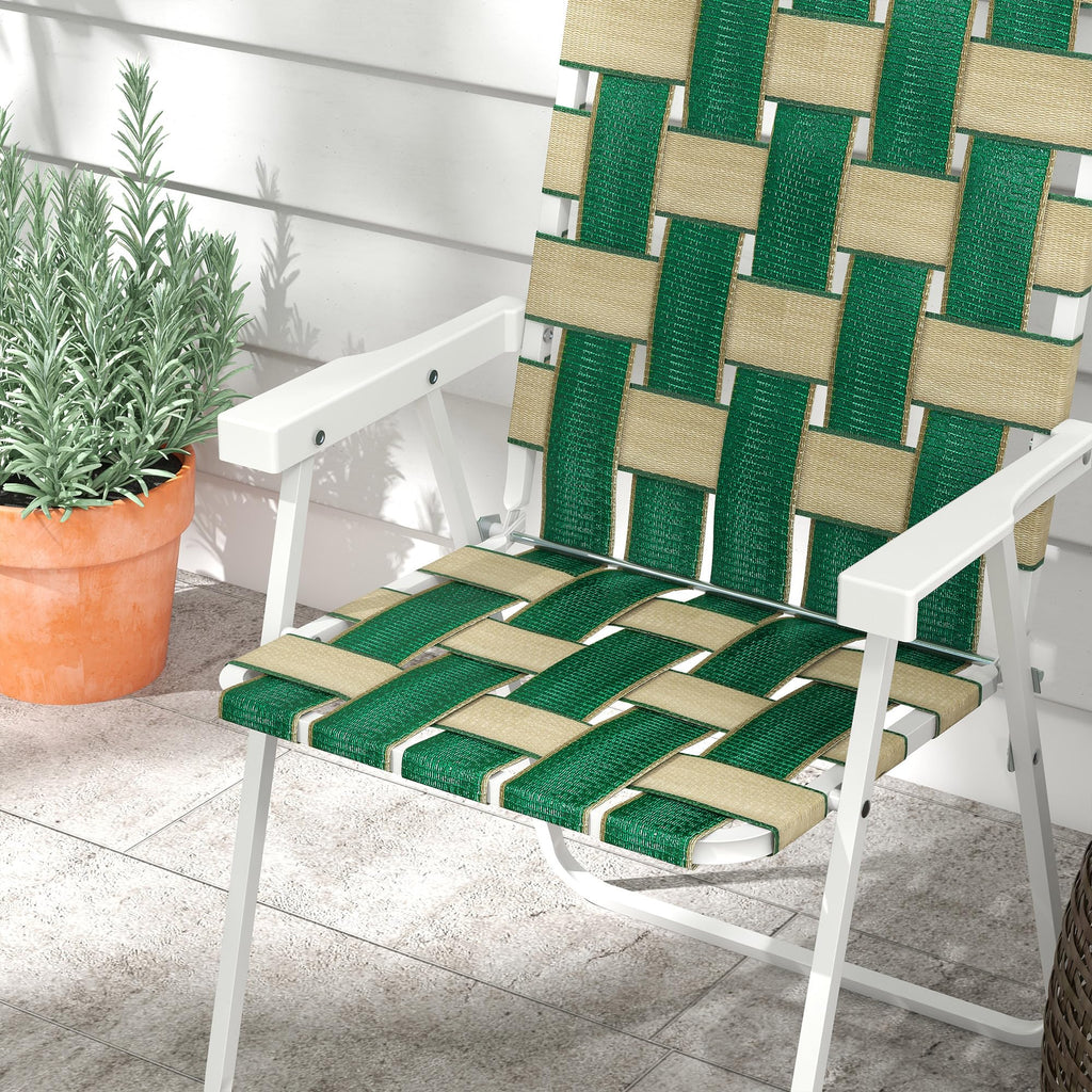 Set of 2 Oversized Folding Webbed Lawn Chairs with Armrests S176199